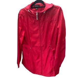 New Jones New York Red Polyester Rain/Wind Jacket packs into own pocket XL (C1)